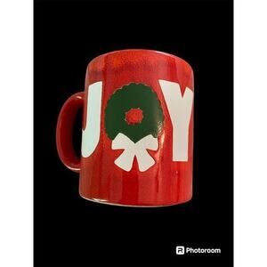 Vintage Waechtersbach Christmas JOY‎ Wreath Mug, Red White Green, West Germany